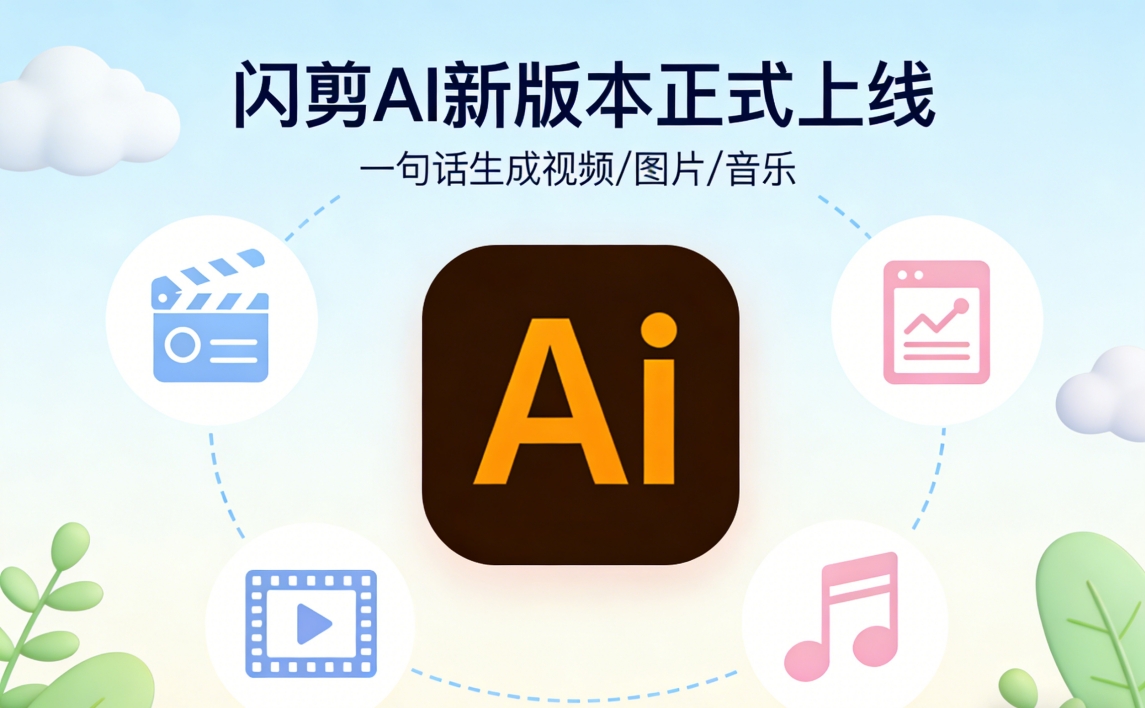 闪剪AI重磅更新：一句话生成视频图文歌曲