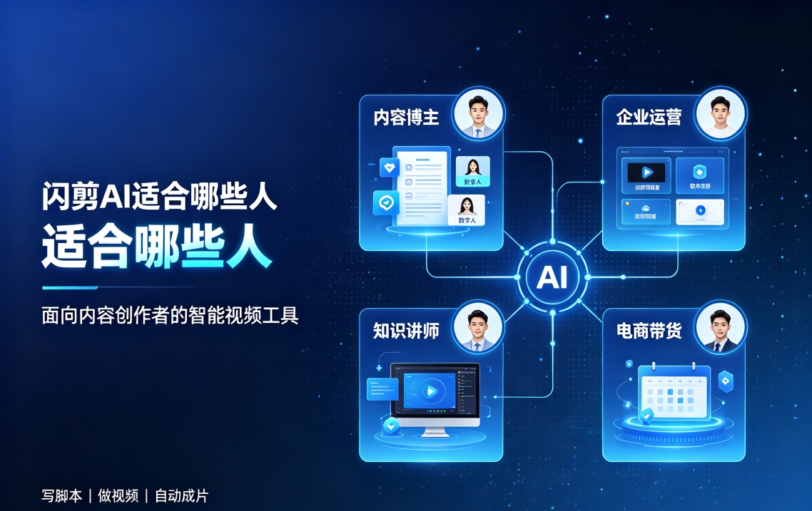 闪剪AI适合哪些人？不会拍、不会剪也能做内容
